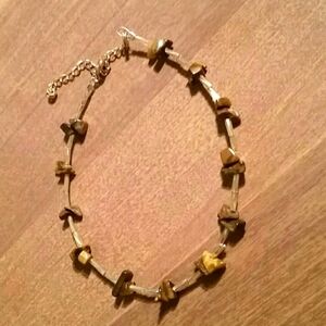 anklet ankle bracelet Tiger eye glass bead gold NEW